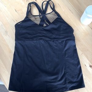 ALO Black mesh crisscross athletic shirt